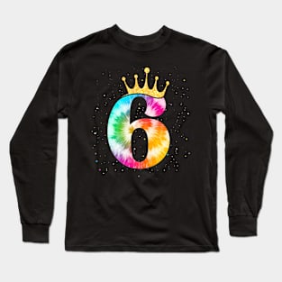 Colorful Tie Dye 6 Year Old Girls 6Th Birthday Long Sleeve T-Shirt